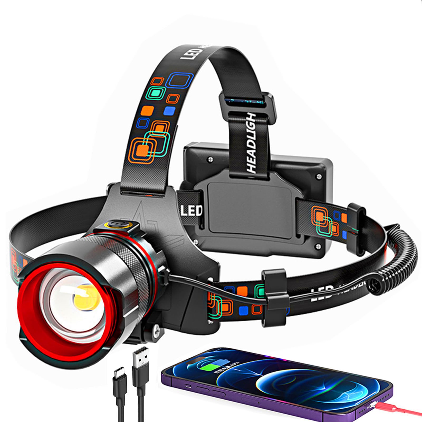 Amazon.com : Headlamp Rechargeable 90000 Lumens Ultra Bright Head